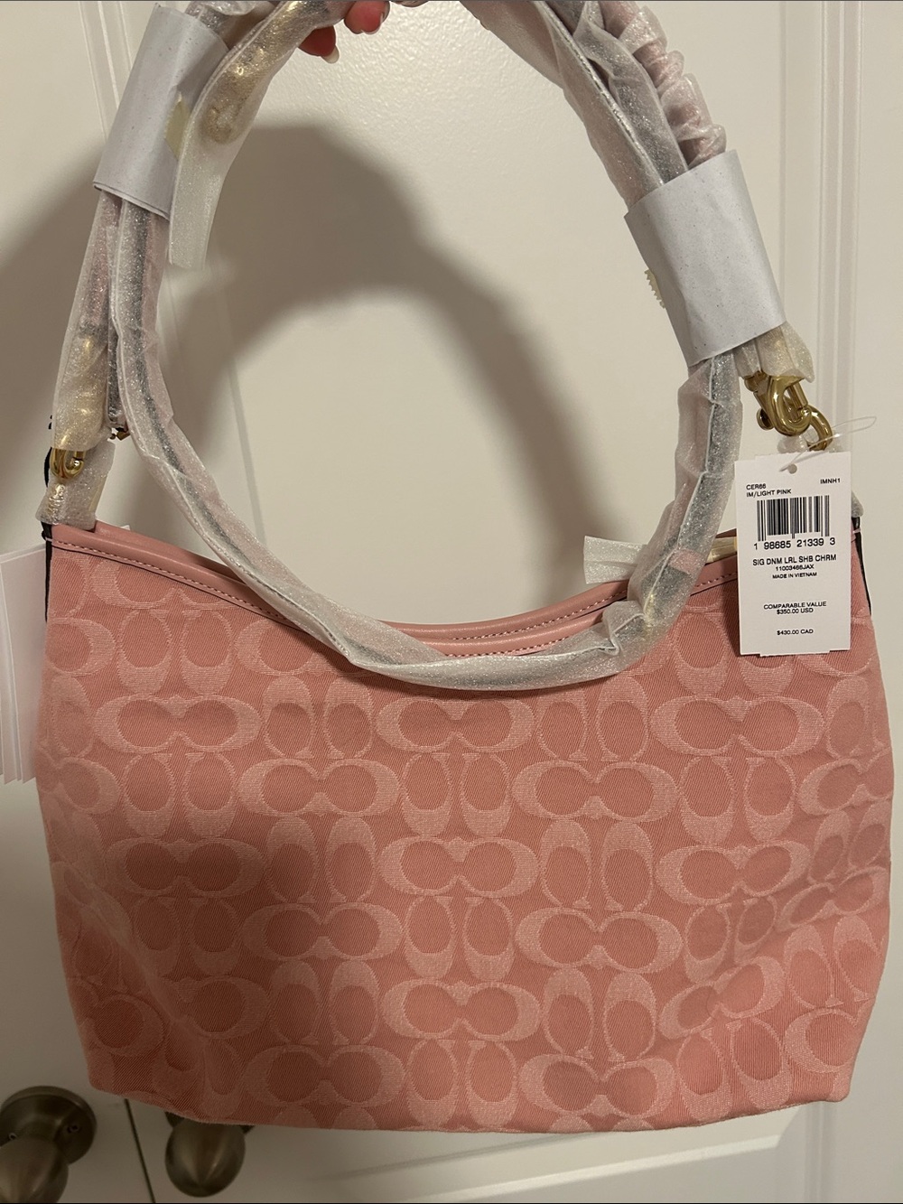 coach pink denim laurel shoulder bag - Picture 4 of 8